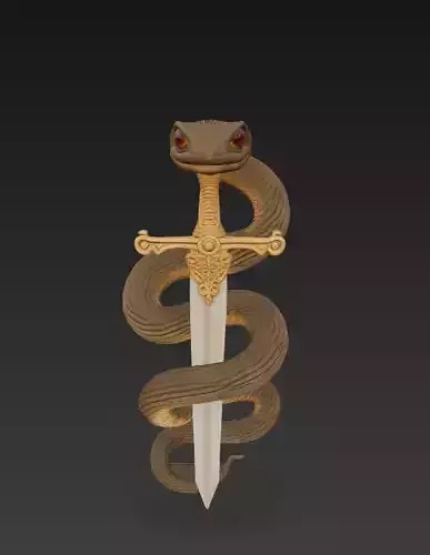 Snake Sword Sculpture -Stylized Serpent Wrapped Blade Free 3D print model