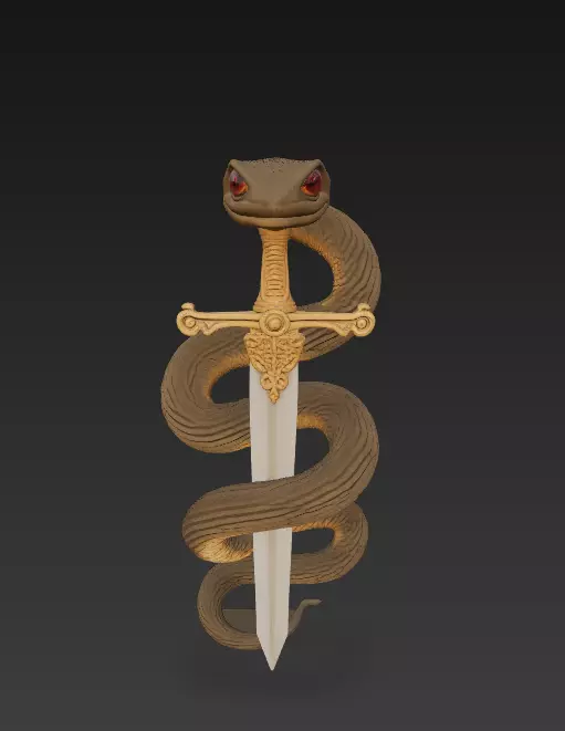 Snake Sword Sculpture -Stylized Serpent Wrapped Blade Free 3D print model
