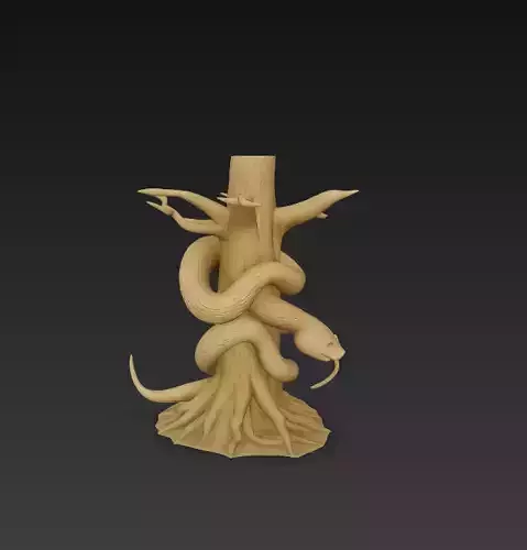 Snake Wrapped Tree Sculpture - Stylized Fantasy 3D print model