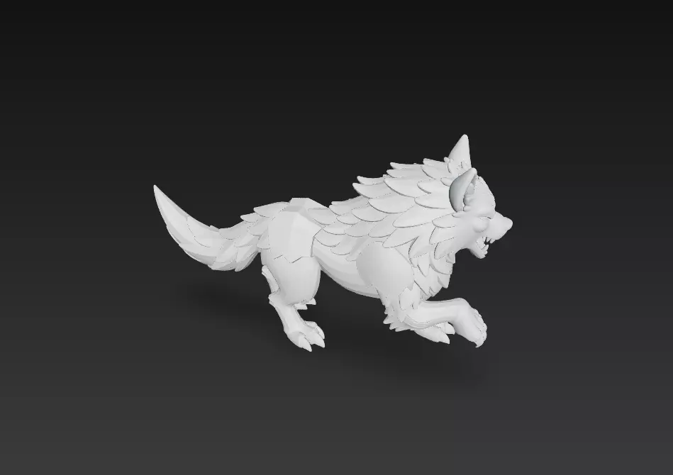 Lava Wolf Creature 3D Model - Stylized Sculpture 3D print model_9