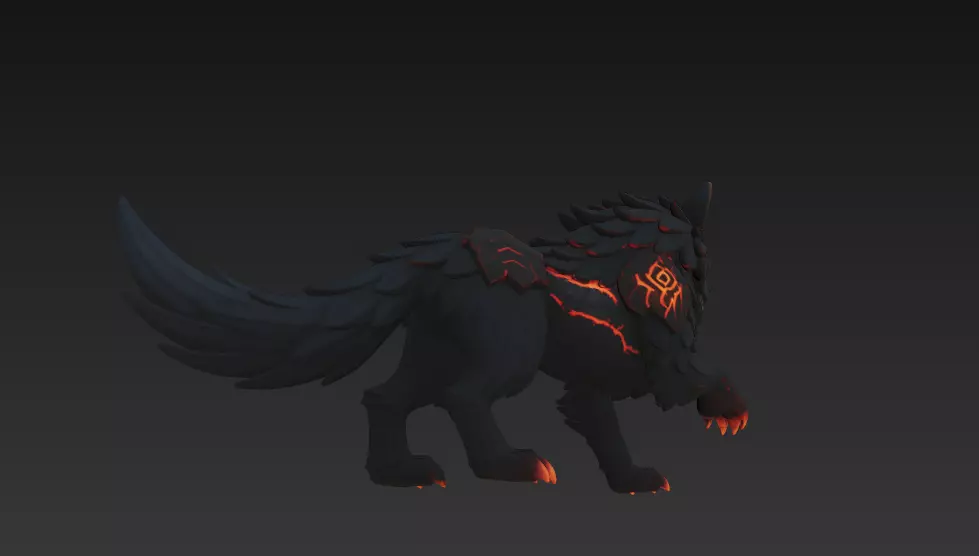 Lava Wolf Creature 3D Model - Stylized Sculpture 3D print model_6