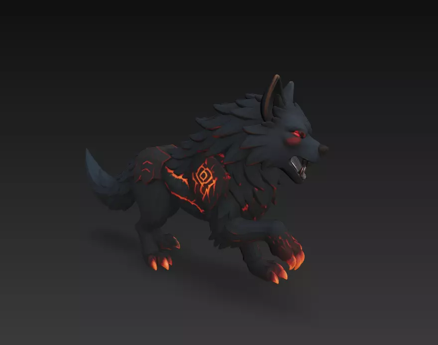 Lava Wolf Creature 3D Model - Stylized Sculpture 3D print model_2
