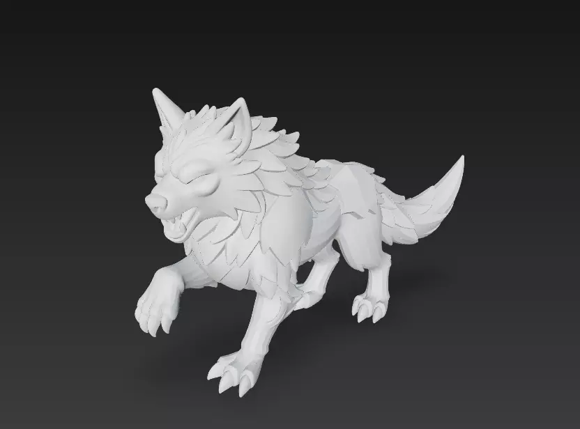 Lava Wolf Creature 3D Model - Stylized Sculpture 3D print model_8