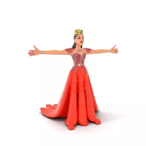Elegant Princess Dress Model Pack with Crown Low-poly 3D model
