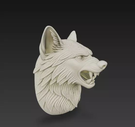 Wolf Head Sculpture-Stylized 3D Model for Printing-CGI 3D print model_2