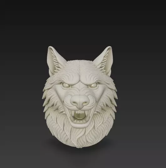 Wolf Head Sculpture-Stylized 3D Model for Printing-CGI 3D print model_0