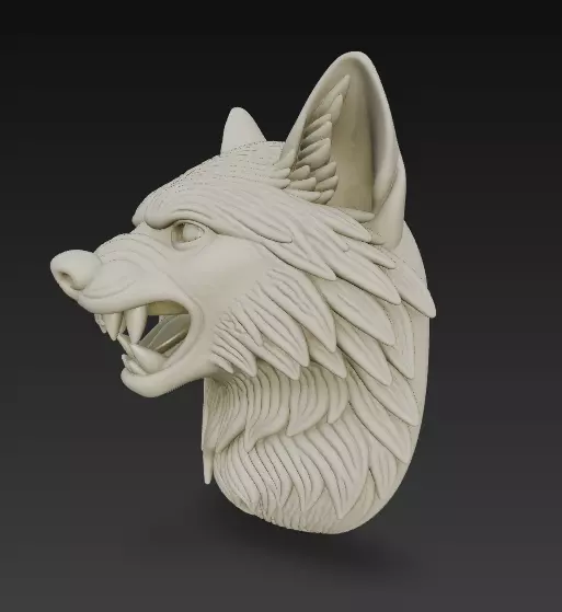 Wolf Head Sculpture-Stylized 3D Model for Printing-CGI 3D print model_3