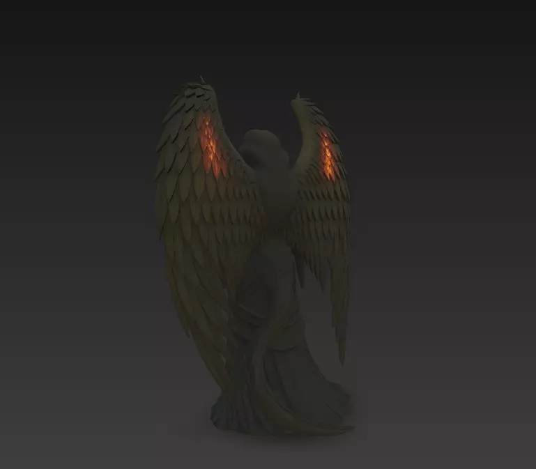 Dark Witch 3D Model - Stylized Female Character with Fire Wings 3D print model_3