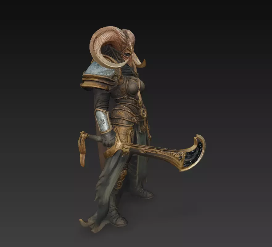 Fantasy Armored Warrior with Horned Helmet - 3D Model 3D print model_1