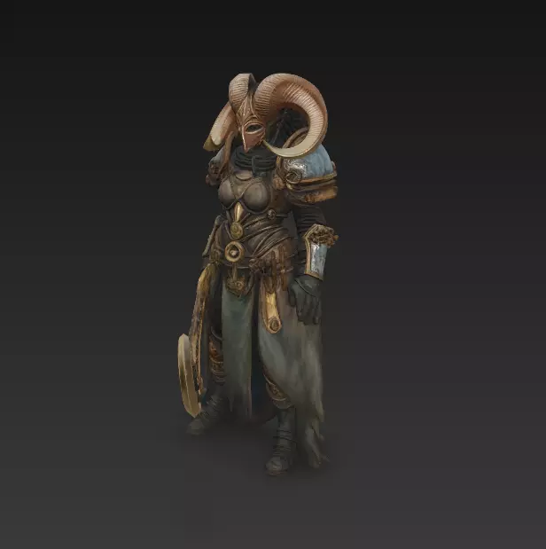 Fantasy Armored Warrior with Horned Helmet - 3D Model 3D print model_4