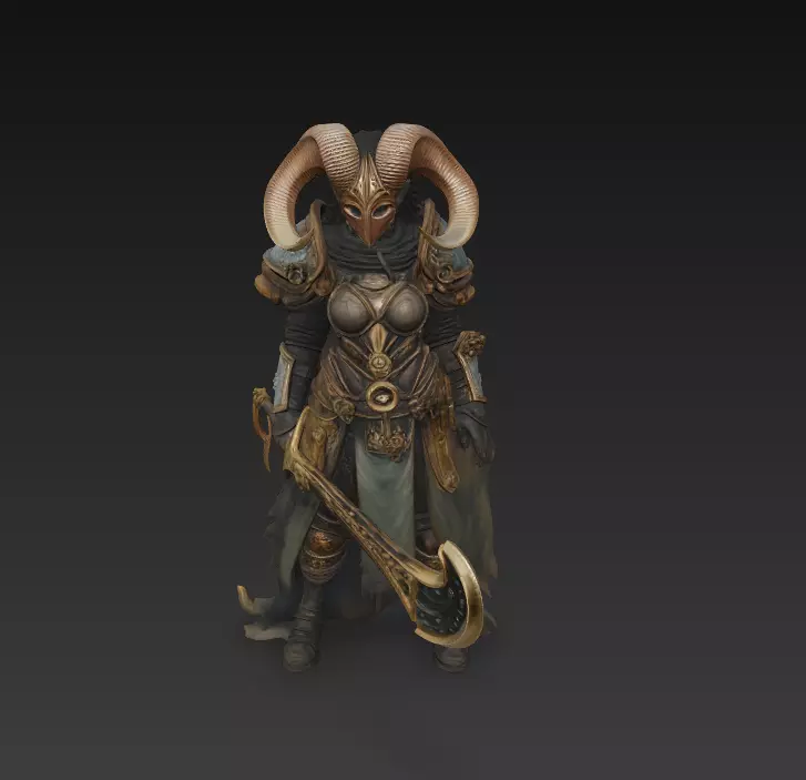 Fantasy Armored Warrior with Horned Helmet - 3D Model 3D print model_6