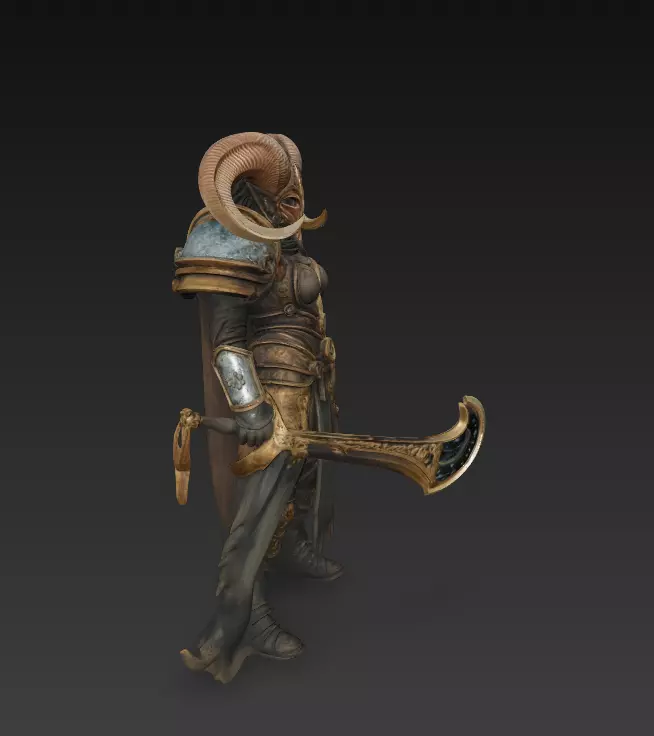 Fantasy Armored Warrior with Horned Helmet - 3D Model 3D print model_3