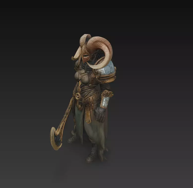 Fantasy Armored Warrior with Horned Helmet - 3D Model 3D print model_0