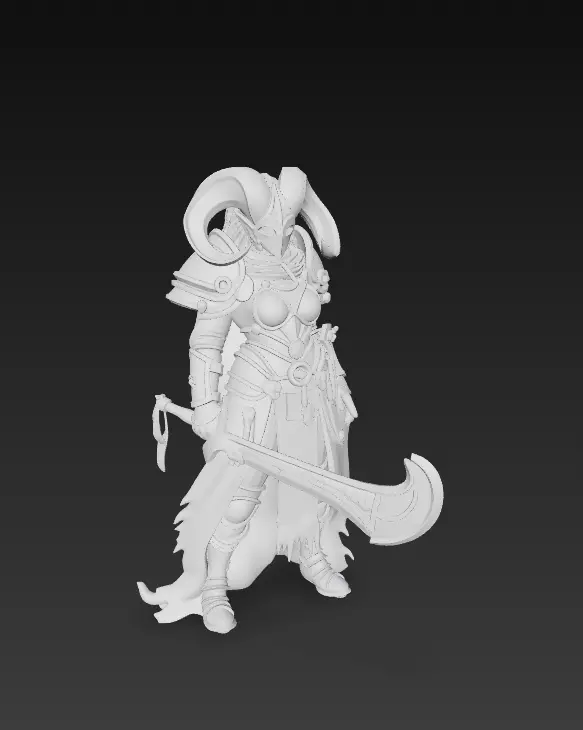 Fantasy Armored Warrior with Horned Helmet - 3D Model 3D print model_5
