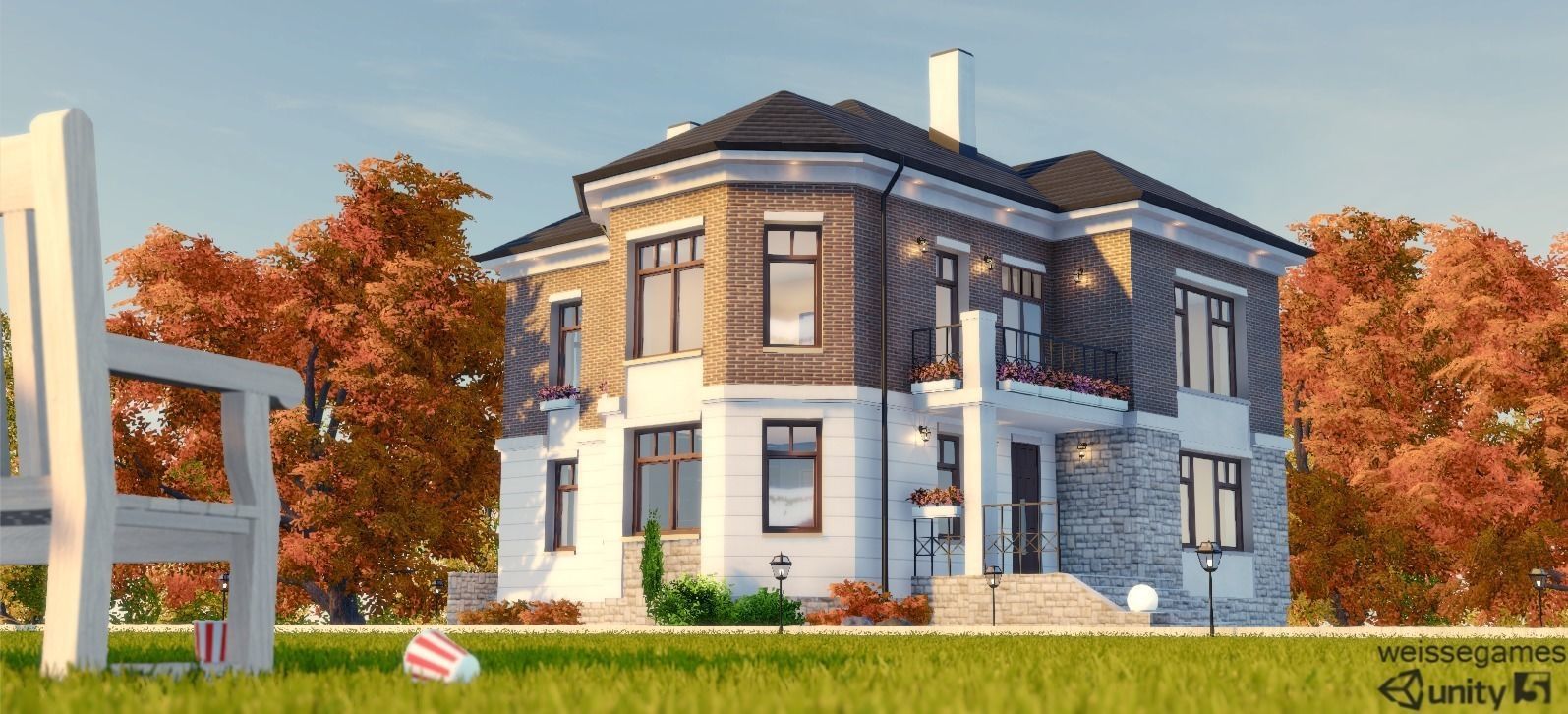 Cottage house for sims Low-poly 3D model_1