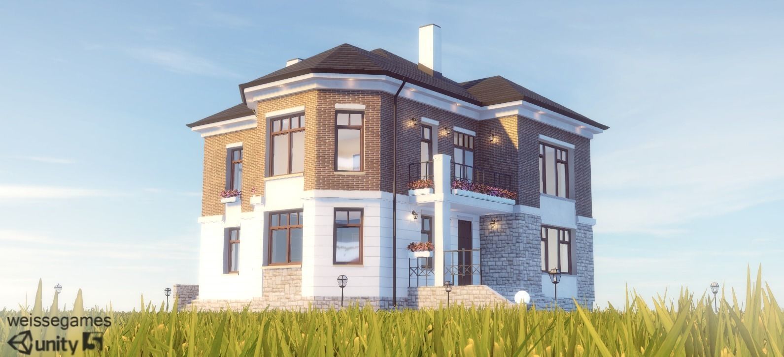 Cottage house for sims Low-poly 3D model_0