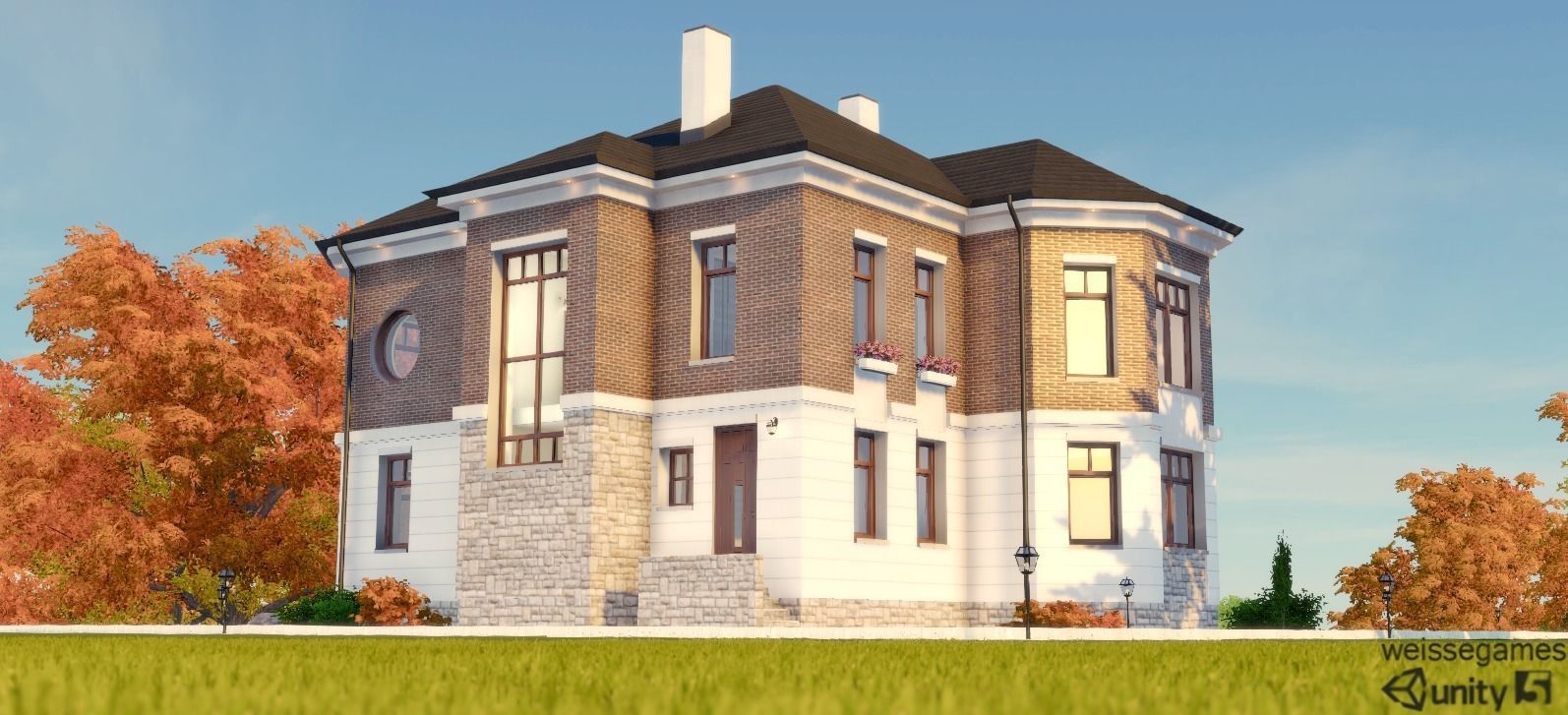 Cottage house for sims Low-poly 3D model_2