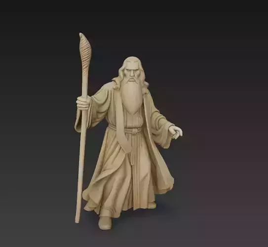 Wizard Elder with Staff - Stylized Fantasy Mage Character