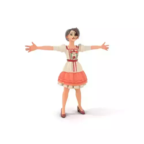 Animated Character in Floral Dress Model Pack Low-poly 3D model