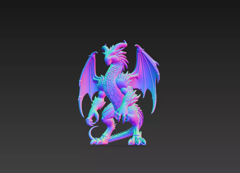 Golden Dragon Guardian Statue 3D Print Model 3D print model_7
