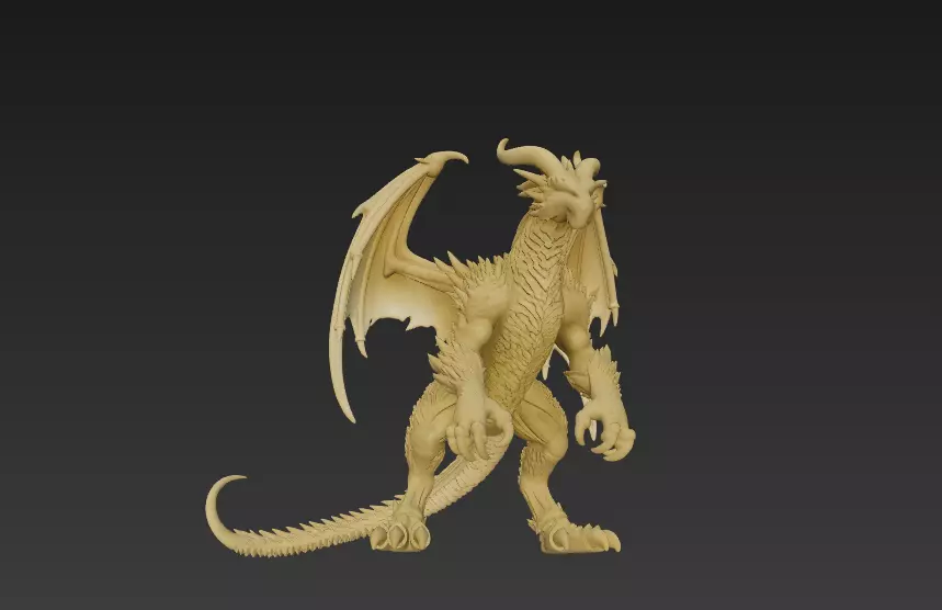 Golden Dragon Guardian Statue 3D Print Model 3D print model_4
