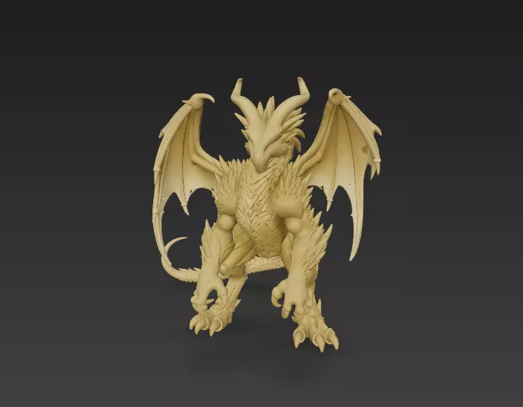 Golden Dragon Guardian Statue 3D Print Model 3D print model_0