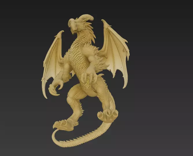 Golden Dragon Guardian Statue 3D Print Model 3D print model_5