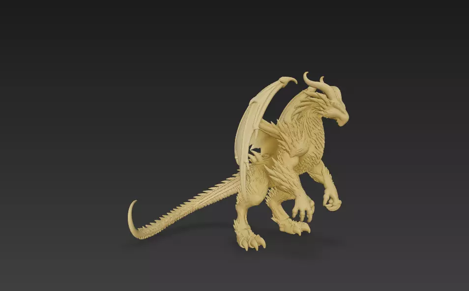 Golden Dragon Guardian Statue 3D Print Model 3D print model_3
