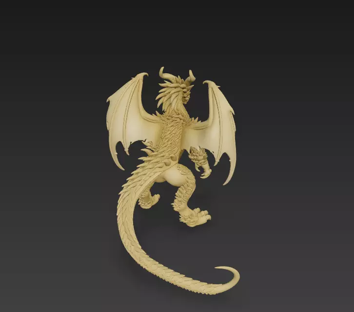 Golden Dragon Guardian Statue 3D Print Model 3D print model_1