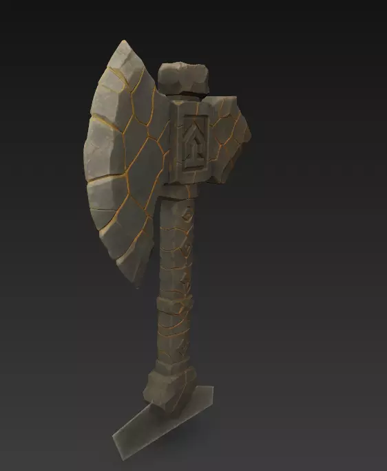 Stone Rune Axe - Stylized Fantasy Weapon 3D model_6