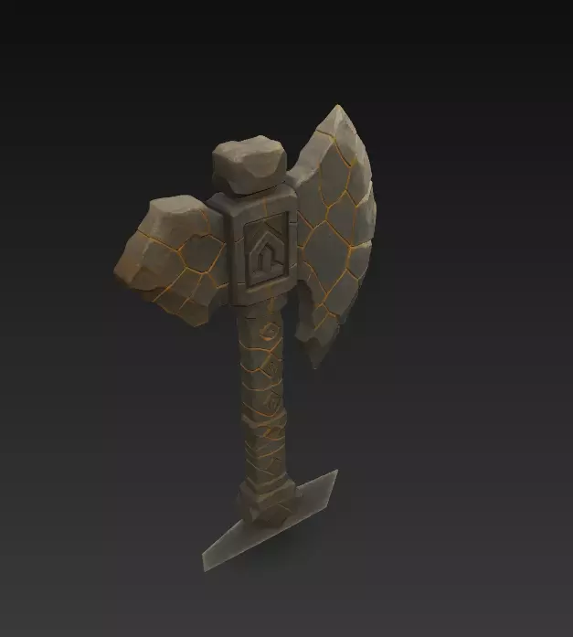 Stone Rune Axe - Stylized Fantasy Weapon 3D model_7