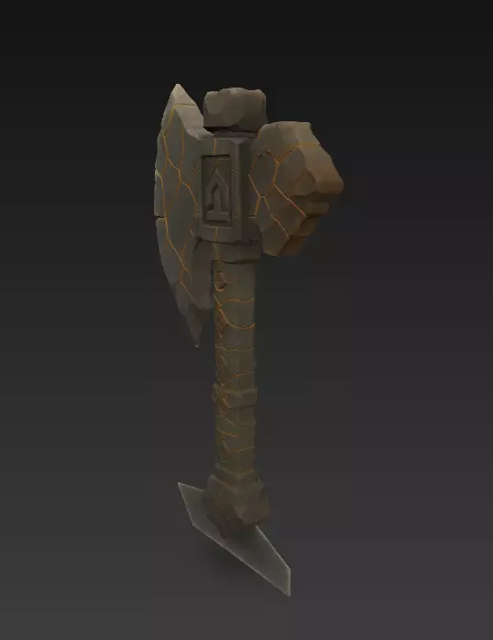 Stone Rune Axe - Stylized Fantasy Weapon 3D model_5