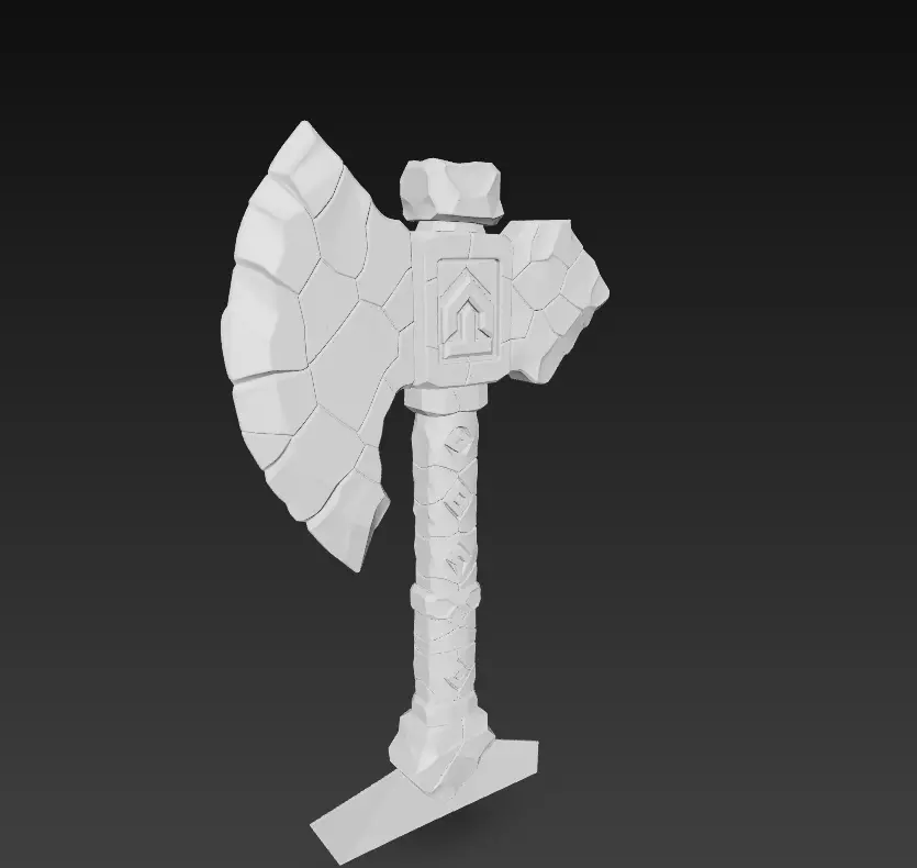 Stone Rune Axe - Stylized Fantasy Weapon 3D model_10