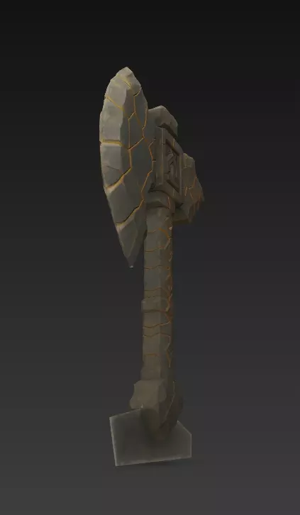 Stone Rune Axe - Stylized Fantasy Weapon 3D model_3