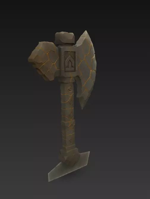 Stone Rune Axe - Stylized Fantasy Weapon 3D model_1