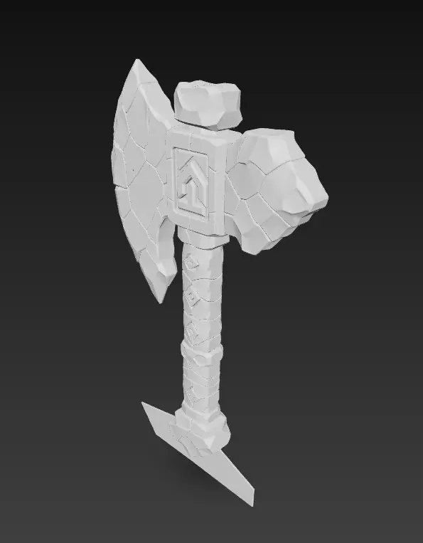 Stone Rune Axe - Stylized Fantasy Weapon 3D model_9
