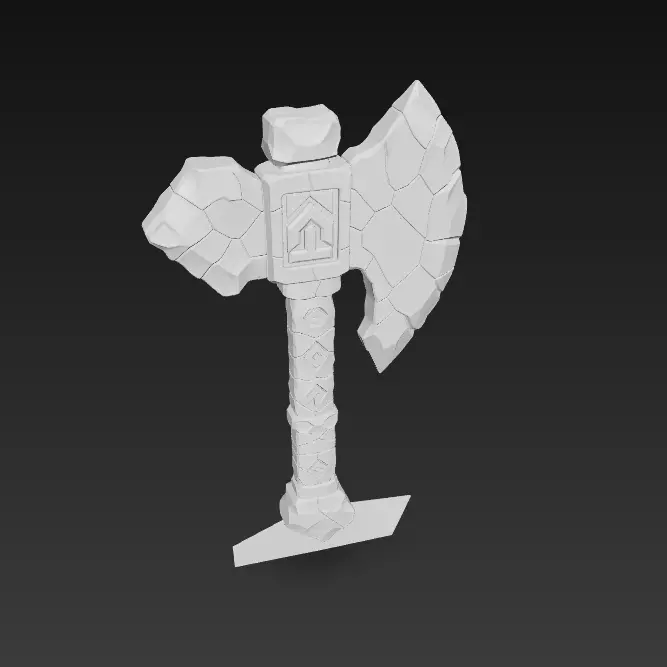 Stone Rune Axe - Stylized Fantasy Weapon 3D model_8