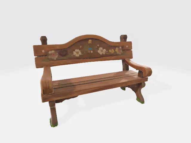 Garden bench Low-poly 3D model