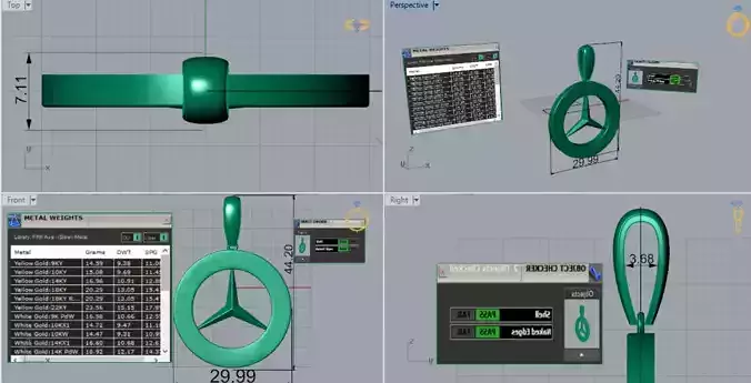 Mercedes-Benz Gold STL Pendant Model gp0472