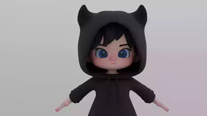 Cute Chibi Male 3D Character Low-poly 3D model