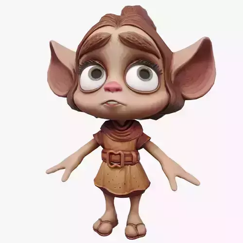 Cute Fantasy Cartoon Character Low-poly 3D model
