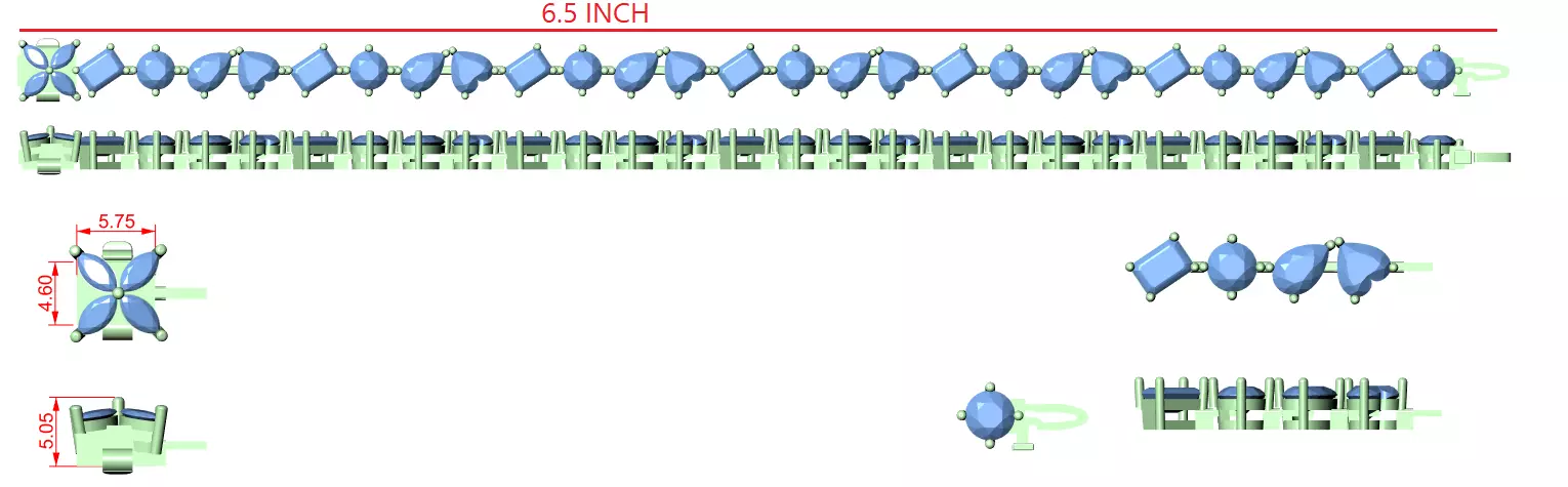 Tennis Bracelet 3dm stl renders Animation video details 3D print model_12