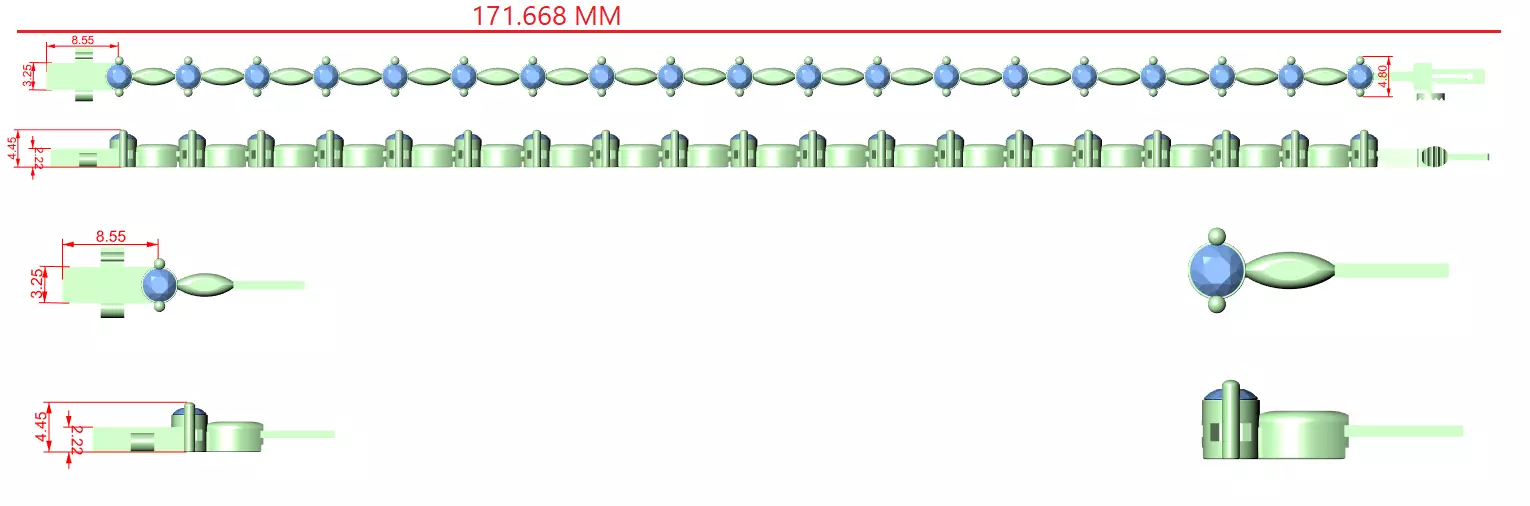 Tennis Bracelet 3dm stl renders Animation video details  3D print model_12