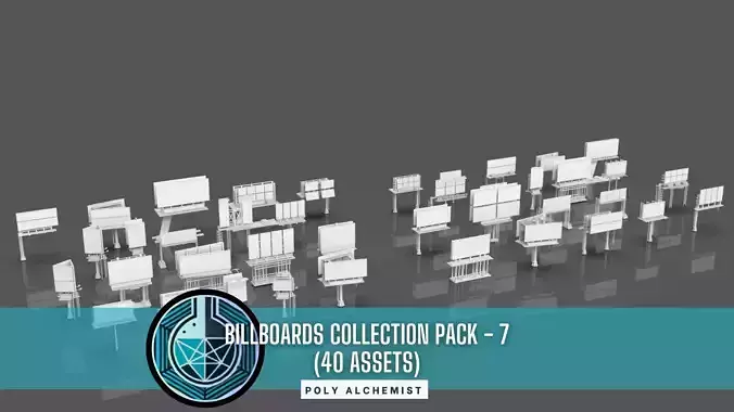 Advertisement And Street Billboards Pack - 7- 40 Assets 3D model