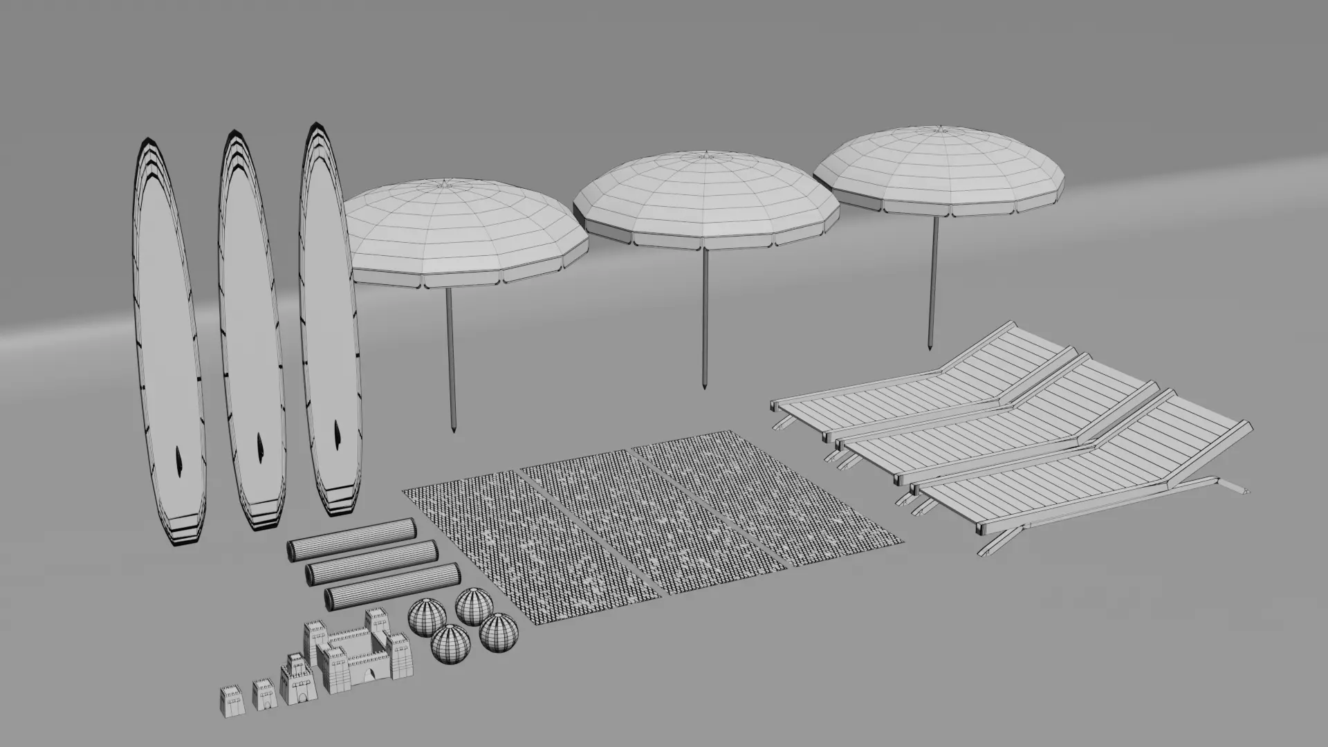 Summer asset pack full colletcion 3D model_4