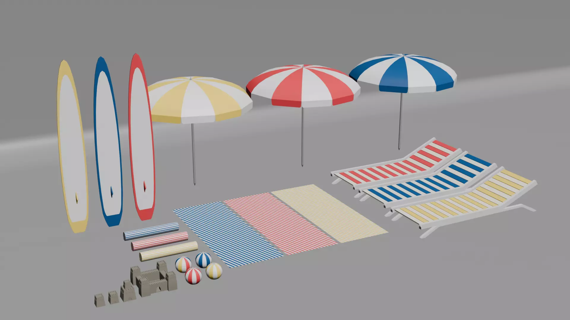 Summer asset pack full colletcion 3D model_2
