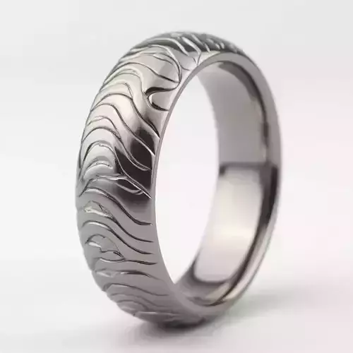 Textured Wave Pattern Men Ring 3D Model