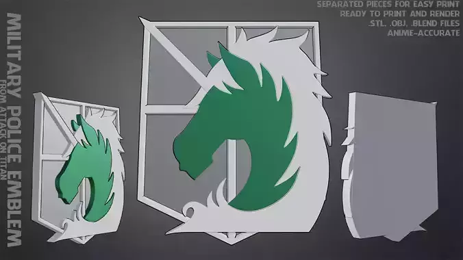 Attack On Titan Military Police Brigade Emblem Logo for Cosplay 3D print model