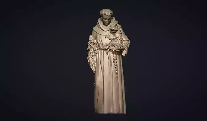 Saint Anthony of Padua Statue 3D print model