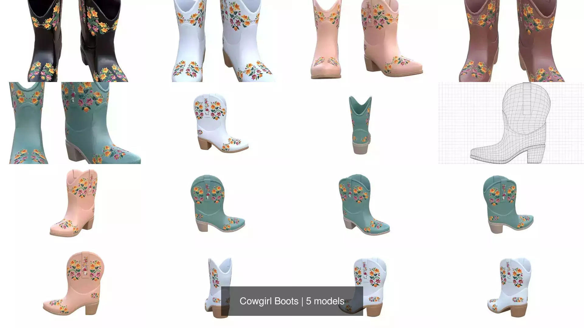 Cowgirl Boots 3D Model Collection_1